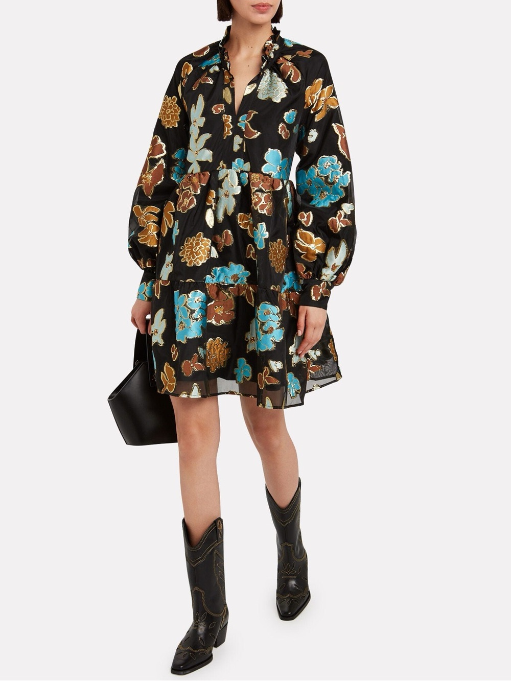 STINE GOYA Jasmine Dress Size Small Floral Metallic
